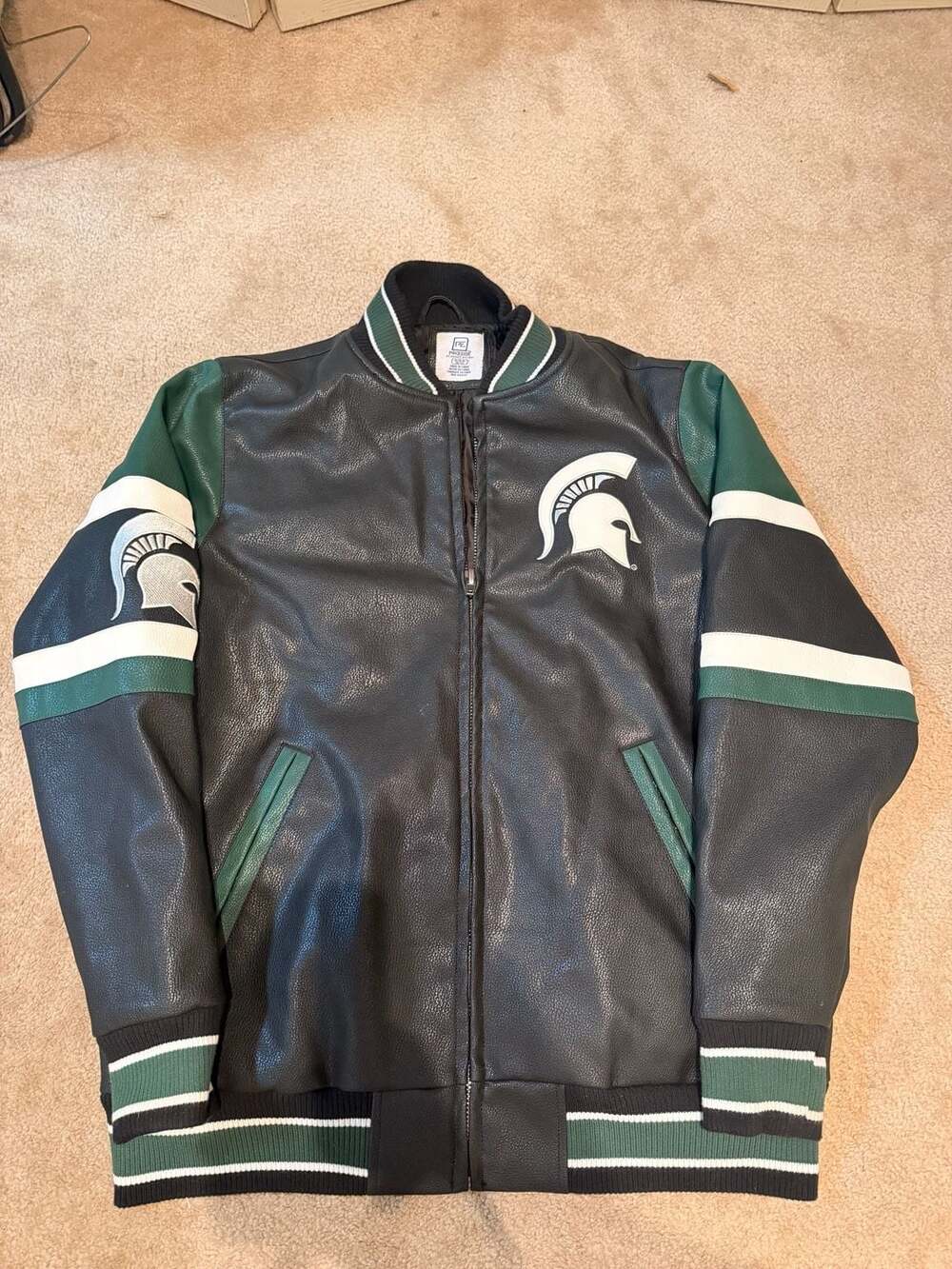 ProEdge by Knights Michigan State Spartans Faux Leather Bomber Jacket sz medium
